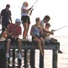 People fishing off a dock